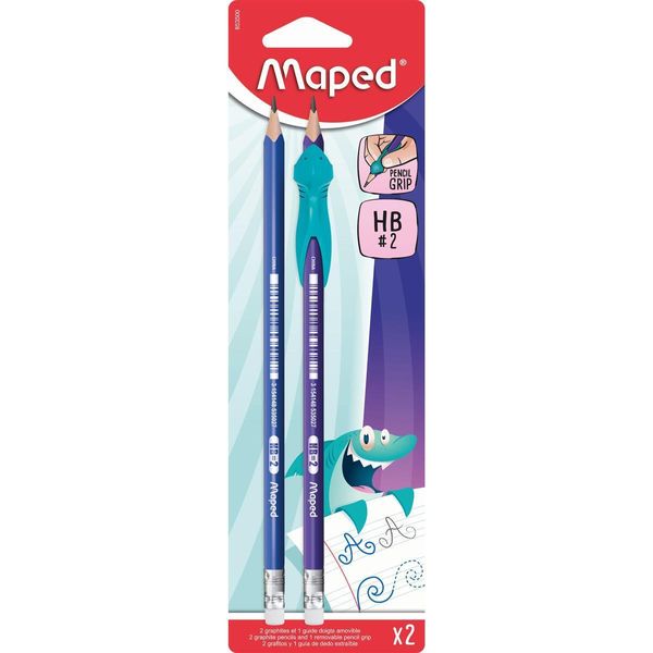 Matita Maped Con Gomma Hb In Blister Da 2 Con Ausilio Di Scrittura Kidy Learn-image