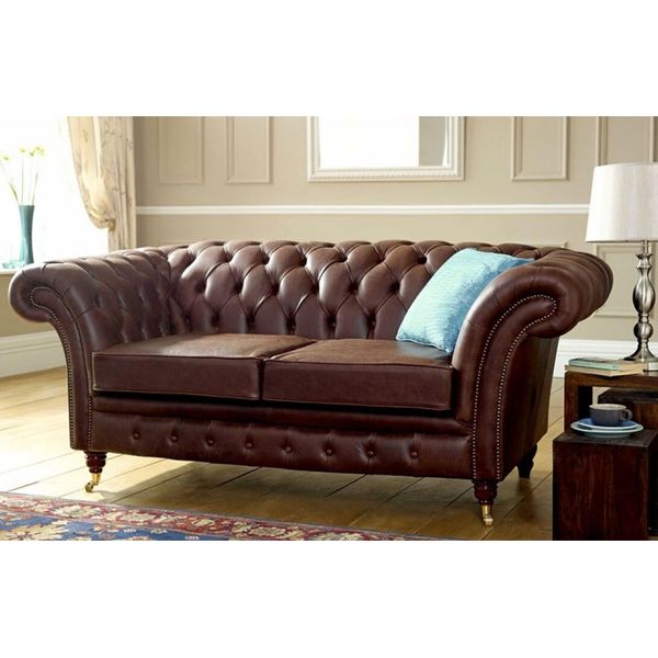Divano Chesterfield Divano Tappezzeria Divani Classico 2 Posti Similcuoio Nuovo 2007-image