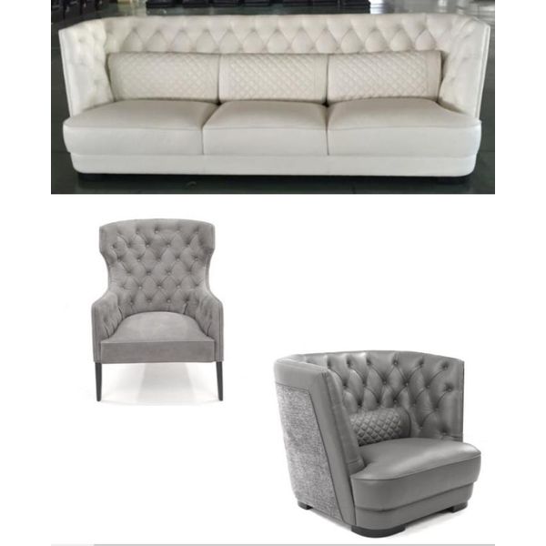 Divano Chesterfield Rivestimento In Pelle Divano Classico A 3 Posti B35 Nuovo-image