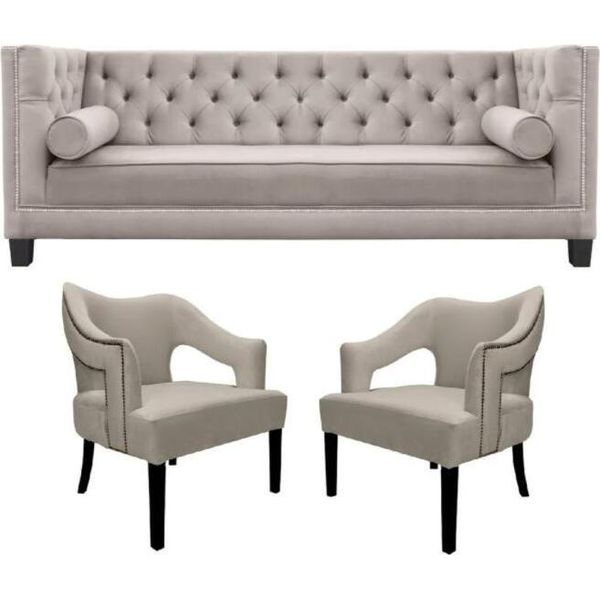 Set Divano Chesterfield Set Divano Imbottito Set Di Sedute Set Di 3 Pezzi Set Di Gruppo-image