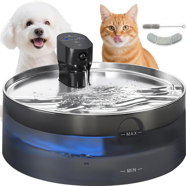 Pawhut Fontanella Per Gatti 7L Fontanella Per Gatti Con Pompa Silenziosa Led Intelligente Sensore Attivato Filtro A Carbone Finestra Livello Acqua Fontanella Per Gatti Facile Da Pulire, Fontanella Per Gatti Cani-image