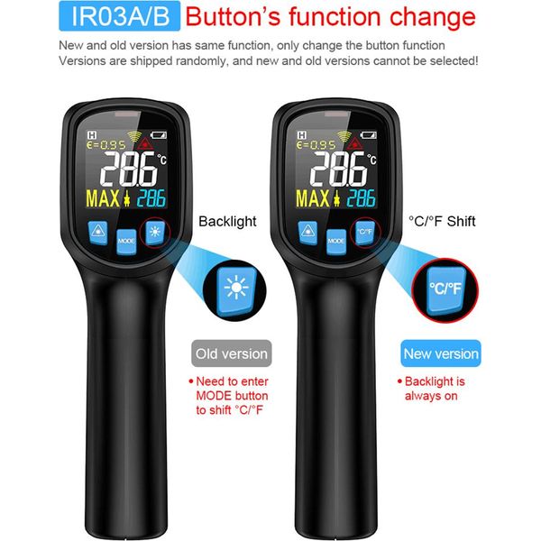 Mestek -50~400�� Termometro Digitale Lcd A Infrarossi Portatile Senza Contatto Tester Di Temperatura Industriale Ir Pirometro Con Emissività Regolabile-image