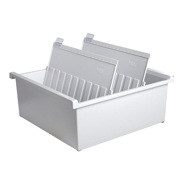 Han 954-0-11 Vaschetta Porta Schede A4 Orizzontale, Per 1300 Schede, Grigio Chiaro-image