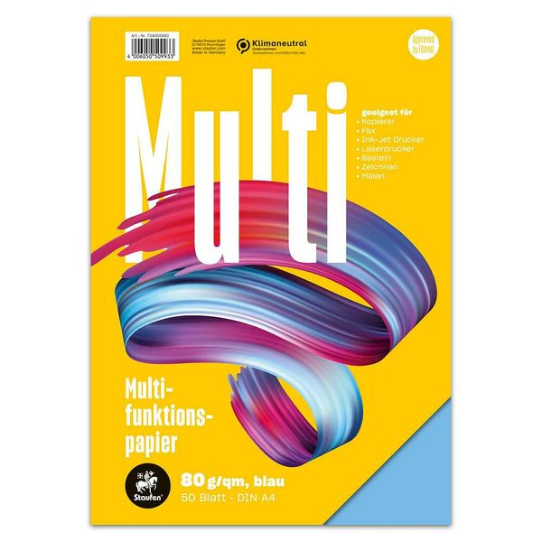 Staufen® 734050993 Multifunktionspapier 7X Plus - A4, 80 G/Qm, Blau, 50 Blatt-image