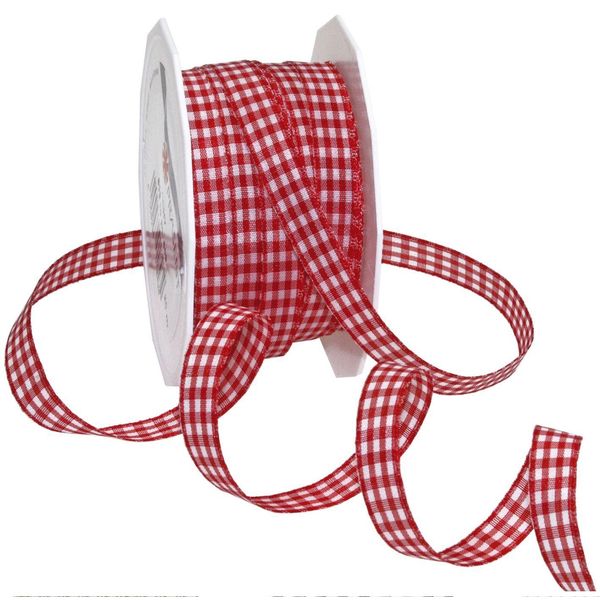 PrÄSent 619 1020-609 Geschenkband Vichy Matt Rot/Weiß 10,0 Mm X 20,0M-image