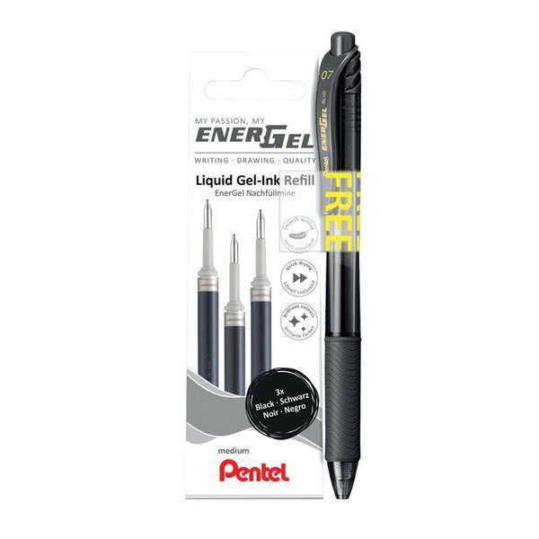 Pentel LR7-3A-PROMO Ricarica Roller In Gel Liquido LR7, Confezione Promo, Nero-image