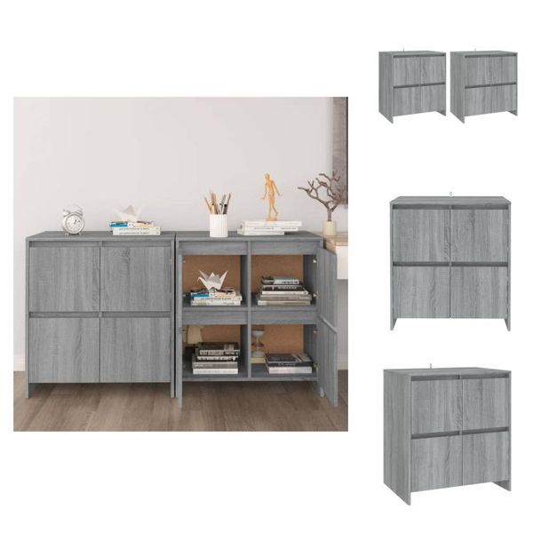 Vidaxl Credenze 2 Pz. Grigio Sonoma 70X41X75 Cm Materiale A Base Di Legno - Credenze-image