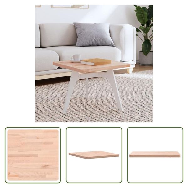 The Living Store Piano D'appoggio Quadrato 50X50X2,5 Cm In Legno Massiccio Di Faggio-image