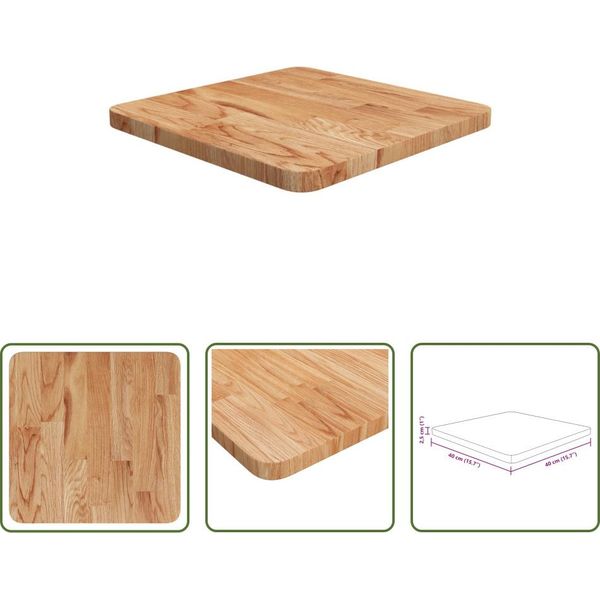 The Living Store Piano Del Tavolo Quadrato Marrone Chiaro 40X40X2,5Cm Rovere Trattato-image