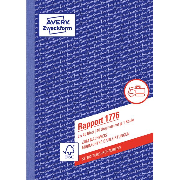 Avery Zweckform® 1776 1776 Rapport, Din A5, Senza Carta Carbone, 2 X 40 Fogli, Bianco, Giallo-image