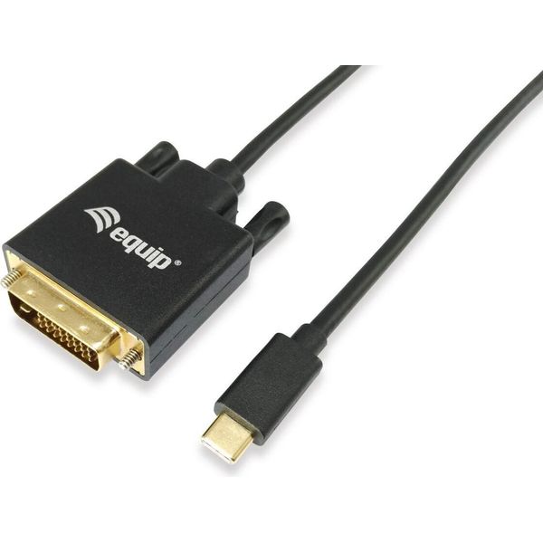 Equip 133468 Equip Adapter USB-C -> DVI-D (24+1) 1920X1200/60Hz 1.80M Sw Polybeutel-image