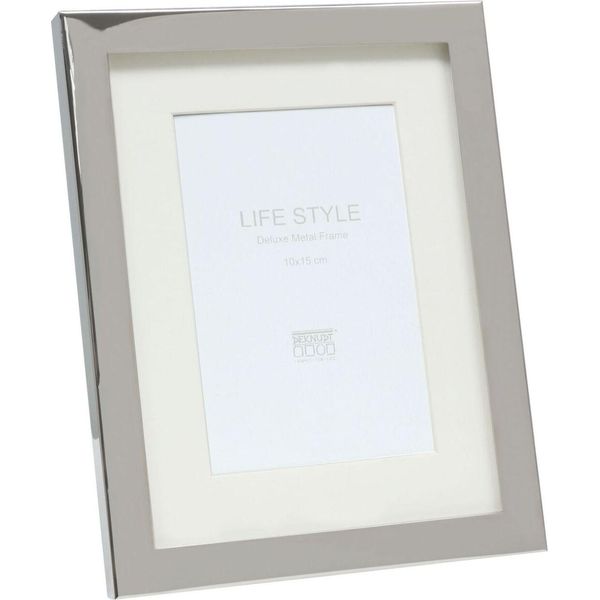 S57Mc1 Cornice Di Metallo In Colore Argento Lucido Con Passe-Partout 13X18 Cm-image
