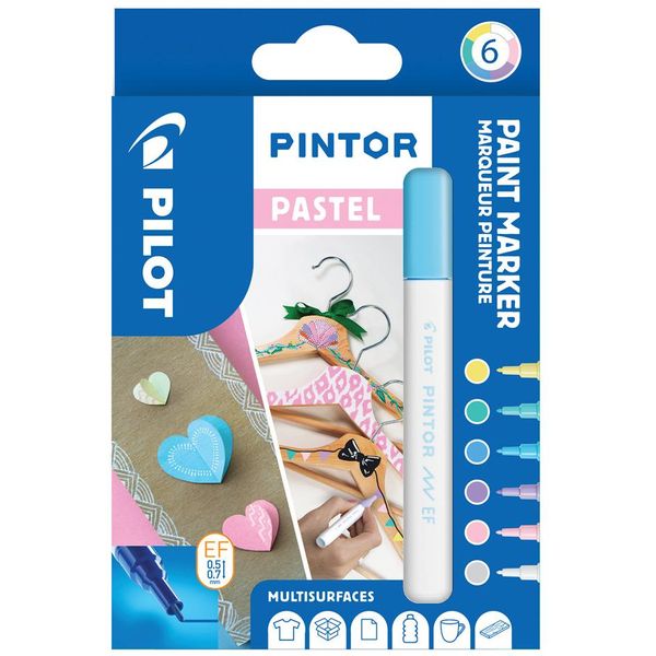Pilot 537489 Pennarello A Pigmenti Pilot Pintor, Extra Fine, Set Da 6 "Pastel Mix"""-image