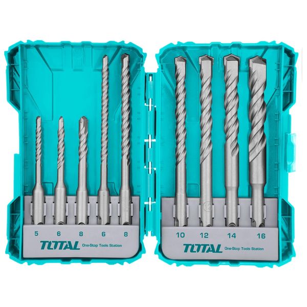 Punte Da Trapano Total TACSDL30901 Punte Da Trapano, Set 9 Pezzi, Sds Plus, Industriale, Sds Plus-image