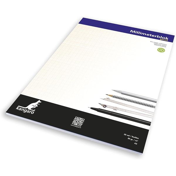 Kangaro K-5595 Kangaro Millimeterpapier-Block, Din A3, 80 G/Qm, 25 Blatt-image