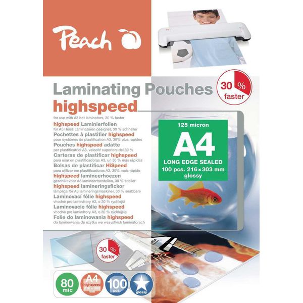 Peach 510971 Peach Laminierfolien A4 80 Mic Express 100Stk. Highspeed-image
