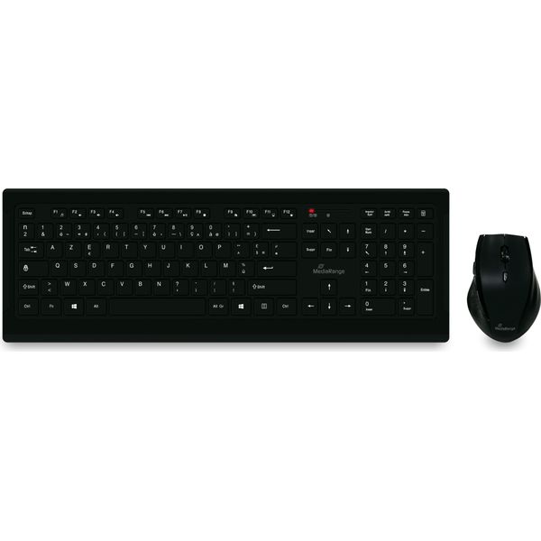 Mediarange MROS104-FR Tastiera Mouse Incluso Ufficio Rf Wireless Azerty Francese Nero - Grigio (MROS104-FR)-image