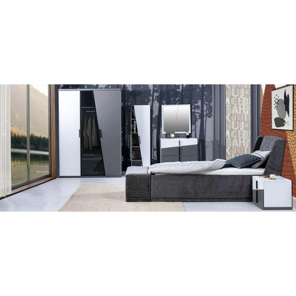 Set Completo Grigio Per La Cameretta Dei Bambini Armadio Di Design Cassettiera 6 Pezzi-image