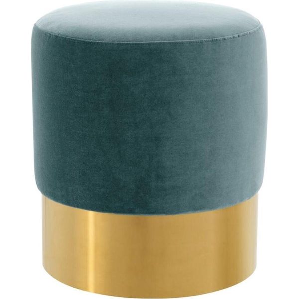 Sgabello Casa Padrino Turchese Scuro/Oro Ø 40 X H. 45 Cm - Arredo Alberghiero-image