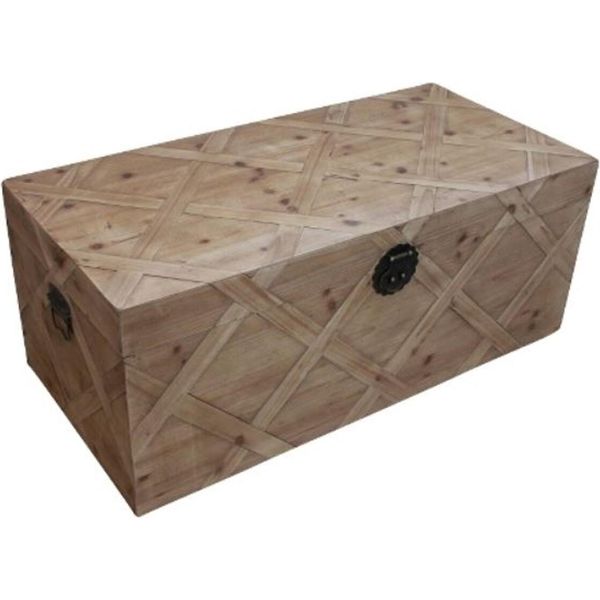 Casa Padrino Cassapanca In Stile Rustico Colori Naturali 100 X 48 X H. 40 Cm - Cassapanca In Legno Fatta A Mano Con Effetto Parquet-image
