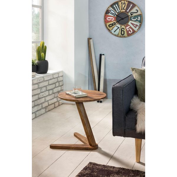 Wohnling Tavolino In Legno Massiccio Sheesham Design Tavolo Da Soggiorno 45 X 45Cm Comodino Rotondo Legno Naturale Stile Country WL1.727-image