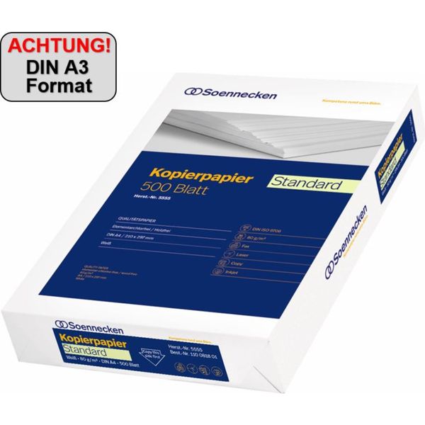 Carta Per Fotocopie Soennecken Standard 5533 Din A3 80G Bianco 500 Fogli/Confezione.-image