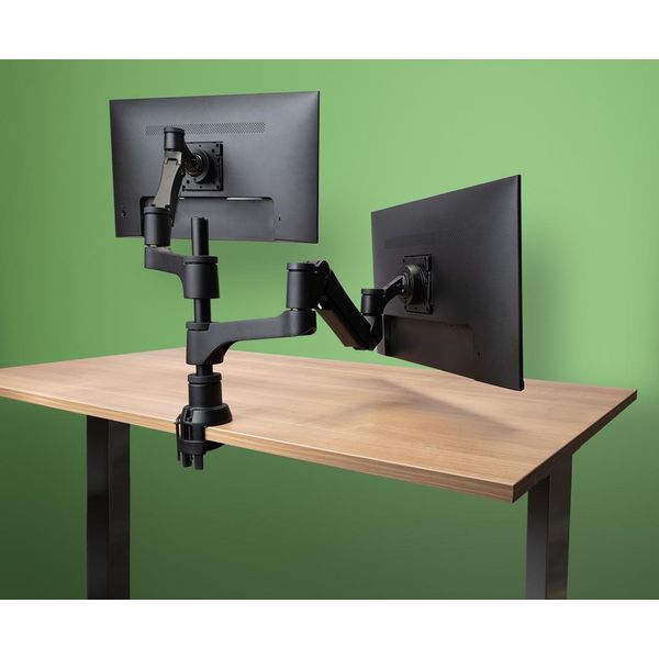 R-GO Tools R-Go Tools Braccio Per Monitor R-Go Caparo Dual, Per Due Monitor, Regolabile Con Molla A Gas, Portata 3-9 Kg, 100% Circolare, Nero-image