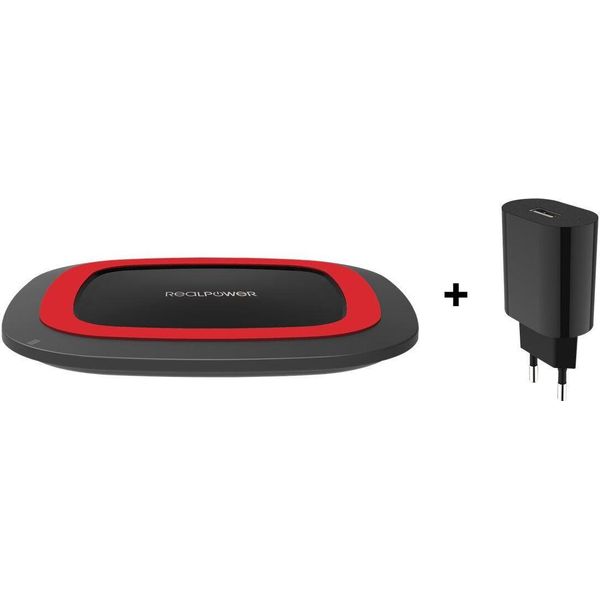 Realpower Realpower Freecharge-10 Smartphone Nero, Rosso Ricarica Senza Fili Ricarica Rapida Interno-image