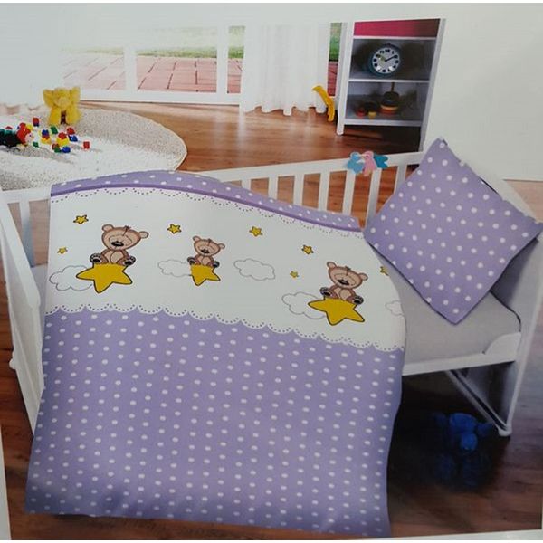 Biancheria Da Letto Per Neonati Orso E Stelle 100 X 135 Cm 100% Cotone-image