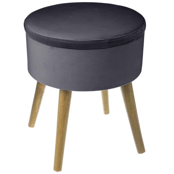 Truhenhocker "Tess"" Grigio Aus Samt - Atmosphera Interior Designer"-image