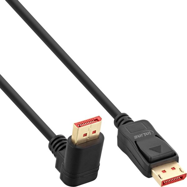 Inline® 17151O Cavo Displayport 1.4, 8K4K, Angolato Verso L'alto, Nero/Oro, 1 M-image