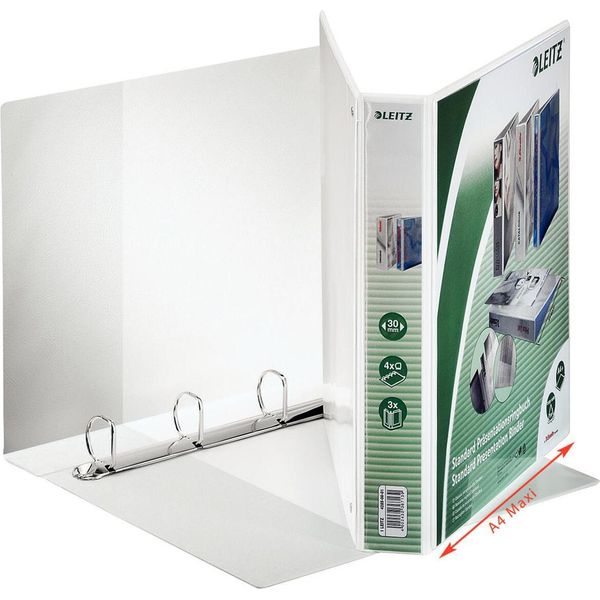 Leitz Maxi Raccoglitore A Quattro Anelli A4, Anelli 30 Mm, Dorso 5 Cm, Bianco-image