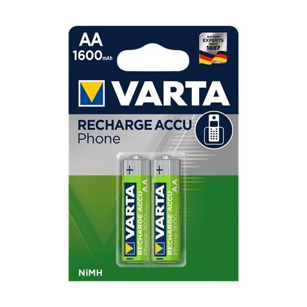 10X Varta 48093 Phone Power Aa (Mignon)/Hr6 (58399) - 1600 Mah - Batteria Al Nichel Idruro Metallico (Nimh), 1,2 V-image