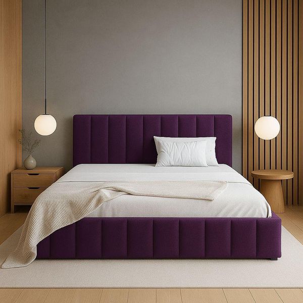 Letto Imbottito Gutto Letto Imbottito Con Rete A Doghe In Legno 200 X 200 Cm Letto In Velluto Plum Letto Matrimoniale In Velluto-image