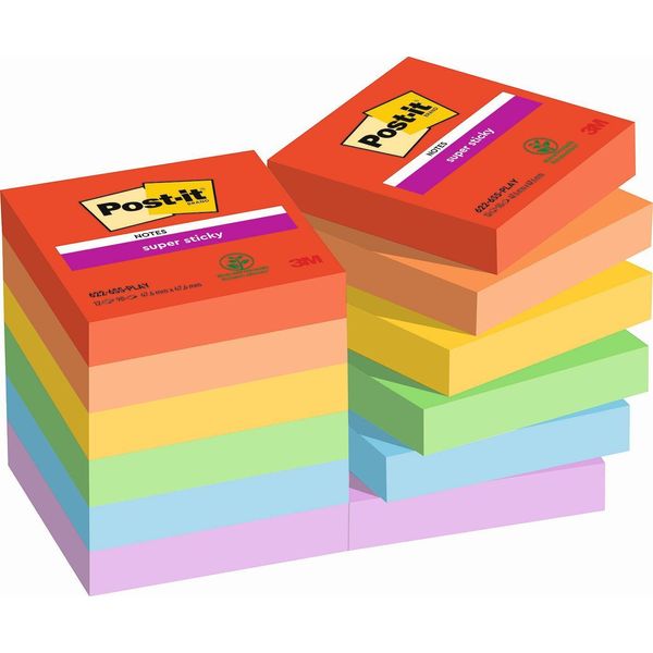 Post-It® 7100258794 Post-It® Playful Note Adesive Extra Spesse, Colori Assortiti 12 Blocchetti-image