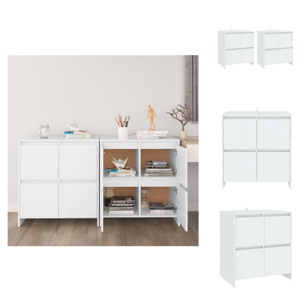 Vidaxl Credenze 2 Pz. Bianco 70X41X75 Cm Materiale A Base Di Legno - Credenze-image