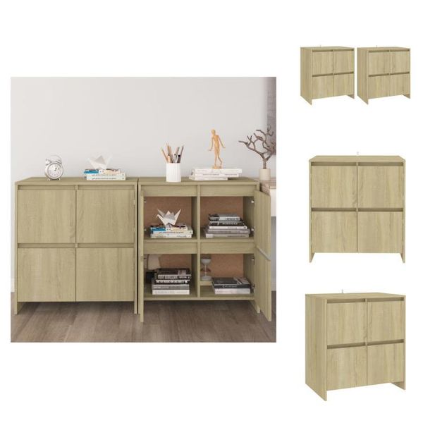 Vidaxl Credenze 2 Pezzi Rovere Sonoma 70X41X75 Cm Materiale A Base Di Legno - Credenze-image