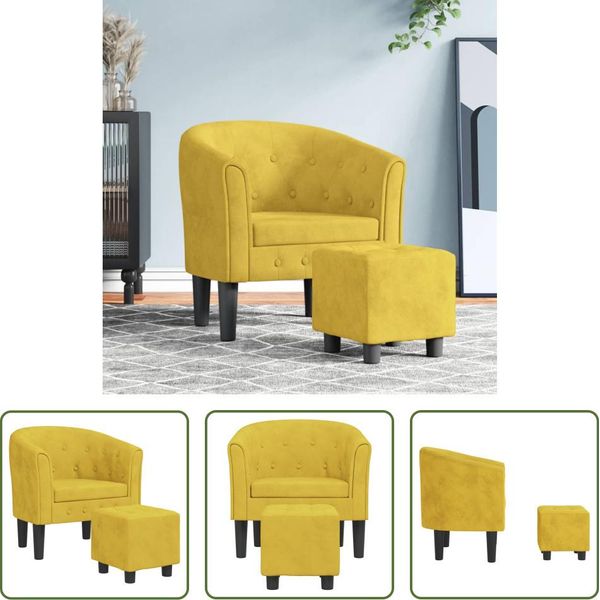 The Living Store Sedia Club Con Poggiapiedi In Velluto Giallo-image