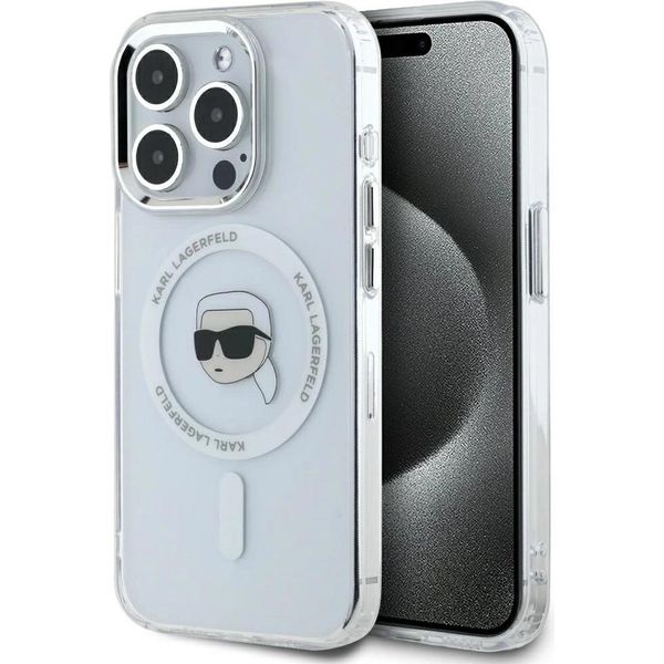 Custodia Karl Lagerfeld Iml Metal Karl Head Magsafe Do Iphone 15 Pro Max BiałY-image