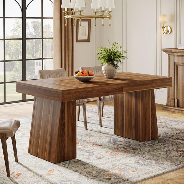 Tavolo Da Pranzo Tribesigns 140 Cm Per 4-6 Persone, Tavolo Da Pranzo Rettangolare Con Gambe Robuste, Tavolo Da Cucina In Legno, Tavolo Da Pranzo Moderno, Marrone-image
