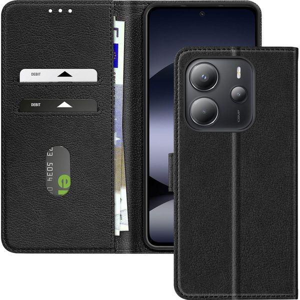 Avizar, Custodia In Pelle Finta Con Funzione Di Supporto Xiaomi Redmi Note 14 4G, Nero-image