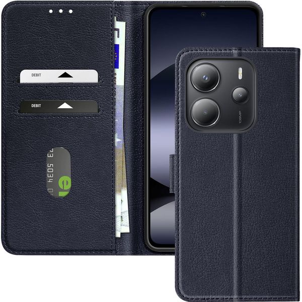 Avizar, Custodia In Pelle Finta Con Funzione Di Supporto Xiaomi Redmi Note 14 4G, Blu Scuro-image