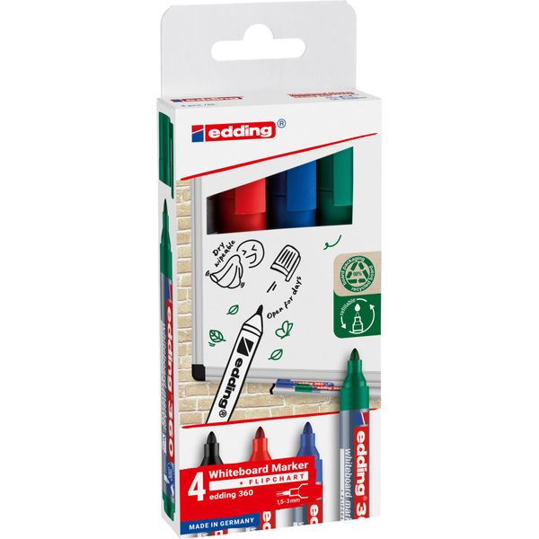 Edding Pennarello Per Lavagna Bianca 4-360-4-2 15-3 Mm Nero 4 Pz-image