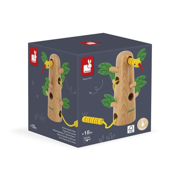 Janod Tropik - Albero Gioco Da Infilare In Legno - Giocattolo Attività Motoria-image