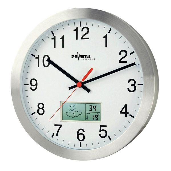 Peweta 51.161.315 Orologio Da Parete Radiocomandato Argento 30,0 Cm Alluminio, Opaco-image