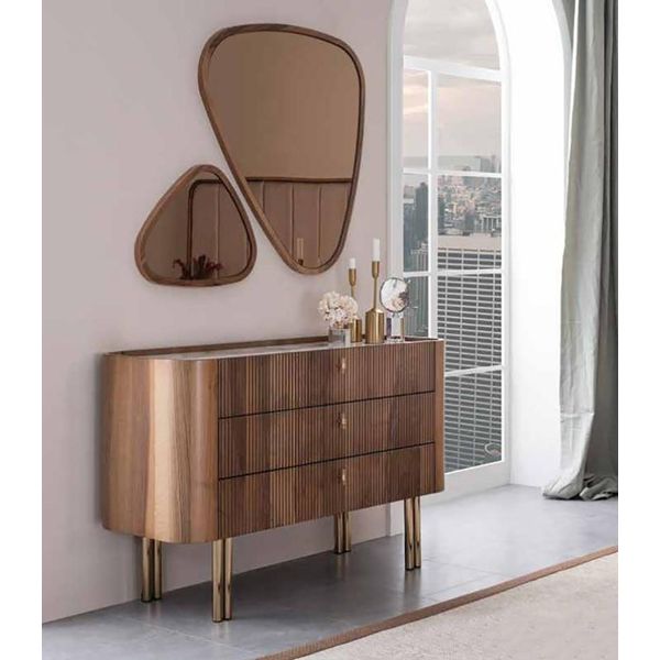 Cassettiera Con Specchio Marrone Design Moderno Jvmoebel-image