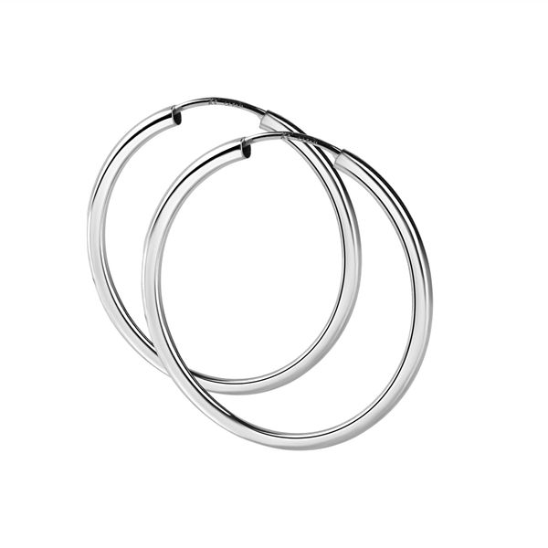 Paar Creolen Vivance "925/- Sterling Silber Rhodiniert 50Mm", Weiß, Ohrringe, Damen, One-Size, Silber 925 (Sterlingsilber)-image