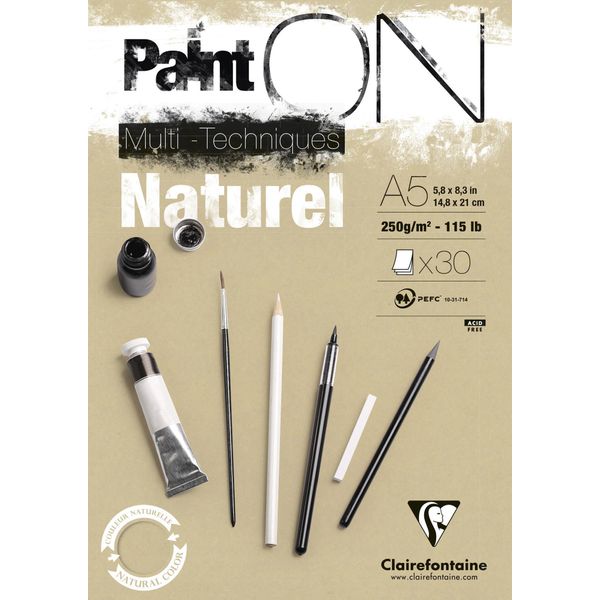 Clairefontaine 96539C Clairefontaine Paint'on Carta Da Disegno Naturale, Din A5-image