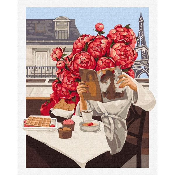 Pittura Da Numeri Con Telaio Quadri Da Dipingere - Parigi In Fiore 40X50 Cm-image