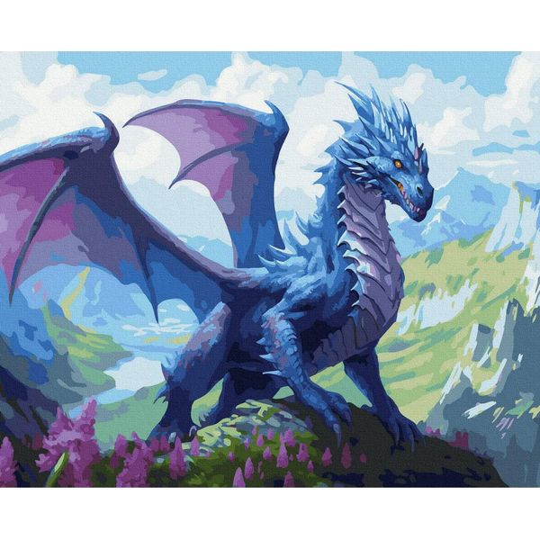 Pittura Con Cornice Quadri Da Dipingere - Drago Blu 50X40 Cm-image